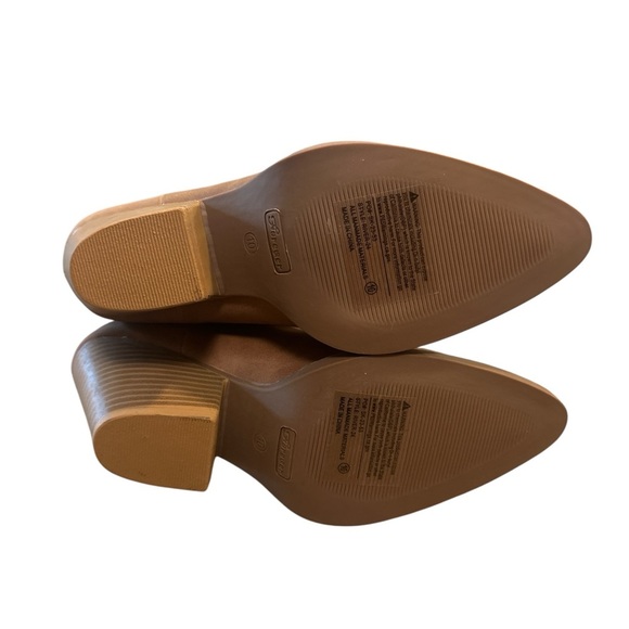 Forever Rivers Suede Ankle Boots Size 10 Tan Pull On Pointed Toe Block Heel - Picture 9 of 13